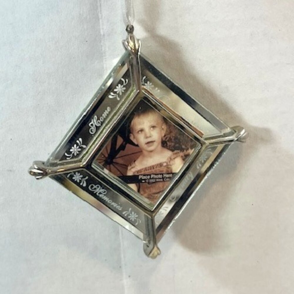 Blessings & Family - Double Frame Square Etched Mirror Photo Holder 2.5"